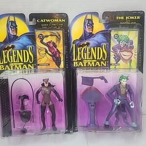 Lot Of 2 Vintage 1990's Legends Of Batman Catwoman + Joker New In Package